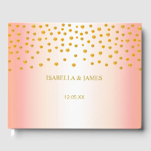 Elegant Gold Confetti on Rose Gold Guest Book