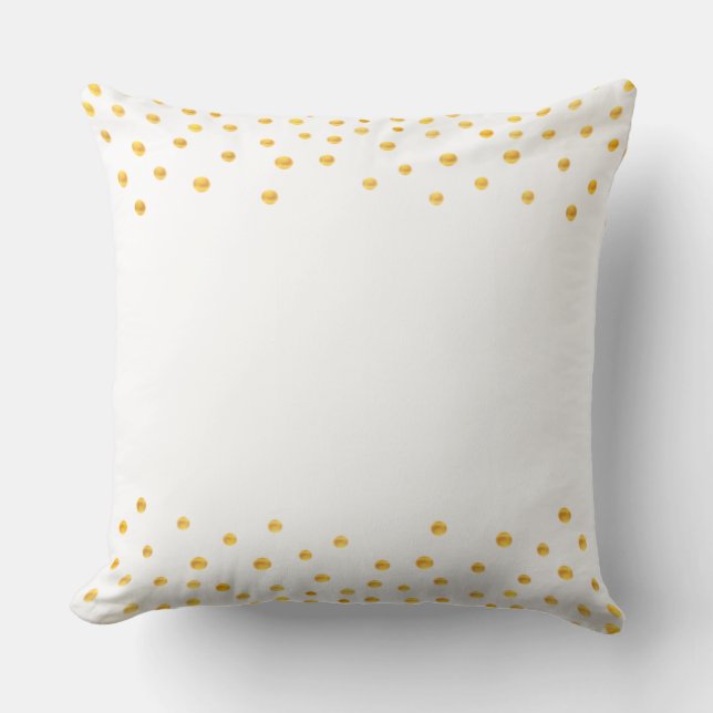 Elegant Gold Confetti on White Cushion (Front)