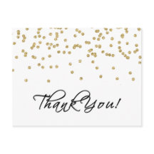 Elegant Gold Confetti Polka Dots Photo Thank You!