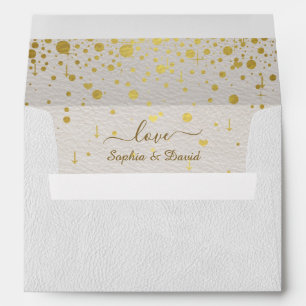 Elegant Gold Confetti Wedding Return Address Envelope