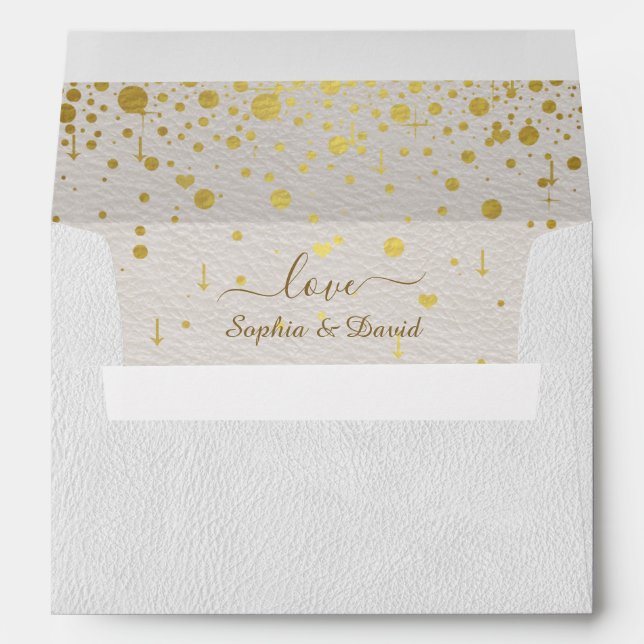 Elegant Gold Confetti Wedding Return Address  Envelope (Back (Bottom))