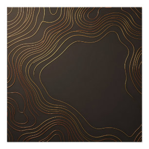 Elegant Gold Contour Waves Abstract Luxury Design Poster