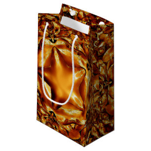 Elegant Gold Copper Christmas Star Chic Gift Bag