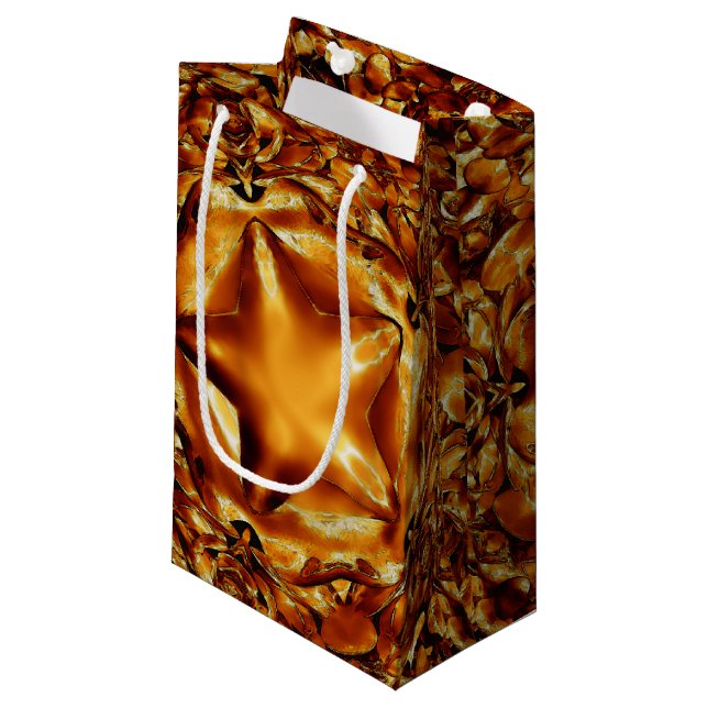 Elegant Gold Copper Christmas Star Chic Gift Bag (Front Angled)