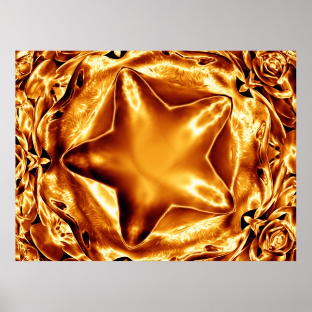 Elegant Gold Copper Christmas Star Chic Poster (Front)
