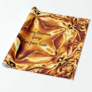 Elegant Gold Copper Christmas Star Chic Shiny Wrapping Paper