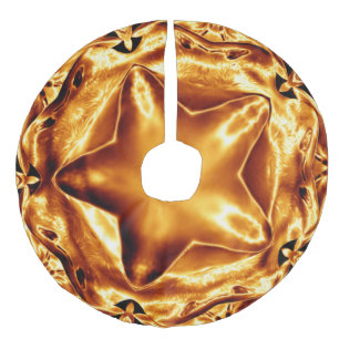 Elegant Gold Copper Christmas Star Chic Tree Skirt