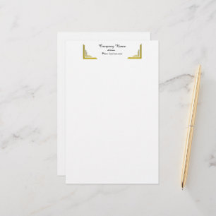 Elegant Gold Corner Border Professional Stationery