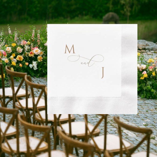 Elegant Gold Couple Script Initials Wedding Coined Napkin (Creator Uploaded)