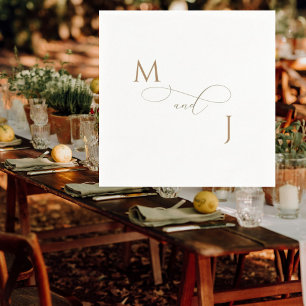 Elegant Gold Couple Script Initials Wedding  Napkin