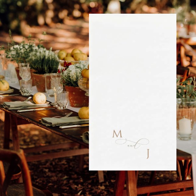 Elegant Gold Couple Script Initials Wedding  Napkin (Creator Uploaded)