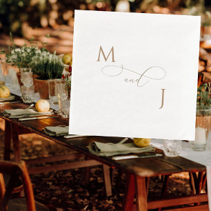 Elegant Gold Couple Script Initials Wedding  Napkin