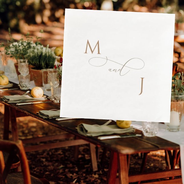 Elegant Gold Couple Script Initials Wedding  Napkin (Creator Uploaded)