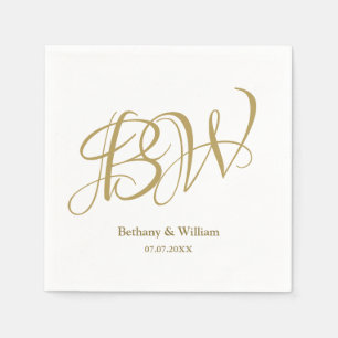 Elegant Gold Couples Monogram Names Initials Napki Napkin
