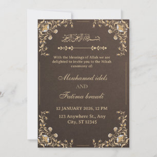 Elegant Gold & Cream Arabic Wedding Invitation