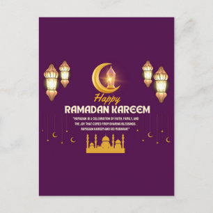Elegant Gold Crescent Ramadan Mubarak Greeting Postcard