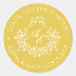 Elegant Gold Crest Monogram Sticker