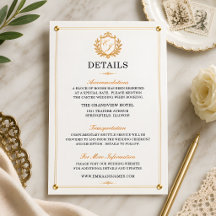 Elegant Gold Crest Wedding Details Enclosure Card