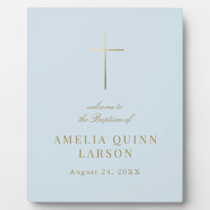 Elegant Gold Cross Baptism Christening Welcome Plaque
