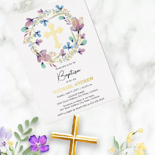 Elegant Gold Cross Baptism Floral