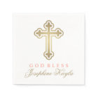 Elegant Gold Cross God Bless Girl Baptism