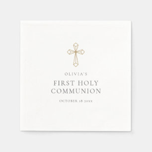 Elegant Gold Cross Religious Ceremony Napkins