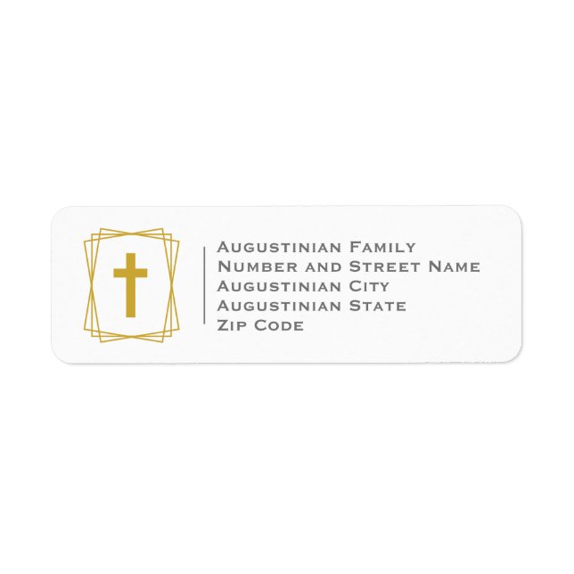 Elegant Gold Cross Return Address (Front)