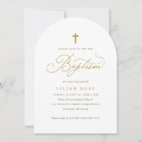 Elegant Gold Cross Script Calligraphy Baptism