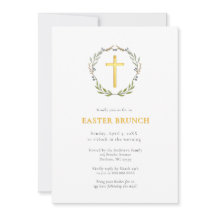 Elegant Gold Cross & wreath Easter brunch 