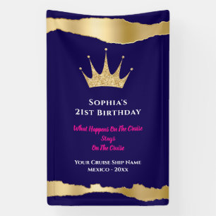 Elegant Gold Cruise Door Birthday Banner
