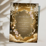 Elegant Gold Crystals Chandelier Save The Date Invitation<br><div class="desc">Elegant,  modern,  and delicate Exquisite Elegant Gold Crystals Chandelier Save The Date wedding invitation that you can customise with your info to make it furthermore special. The romantic minimalist design features lovely and elegant calligraphy on a Beautiful background with a clean and simple look.</div>