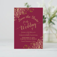 Elegant Gold Curls on Burgundy Maroon Wedding