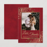 Elegant Gold Curls on Red Love & Thanks Wedding