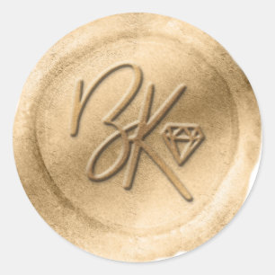 Elegant Gold Custom Made Faux Wax Seal Sticker