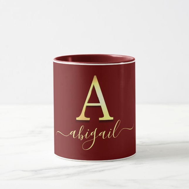 Elegant Gold Custom Monogram A Name Mug (Center)