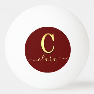 Elegant Gold Custom Monogram C Name Ping Pong Ball