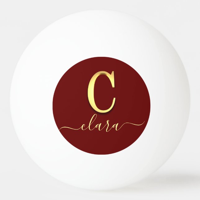 Elegant Gold Custom Monogram C Name Ping Pong Ball (Front)