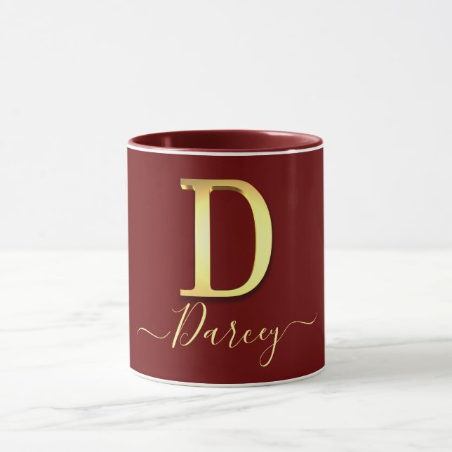 Elegant Gold Custom Monogram D Name Mug (Center)