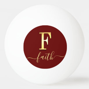 Elegant Gold Custom Monogram F Name Ping Pong Ball
