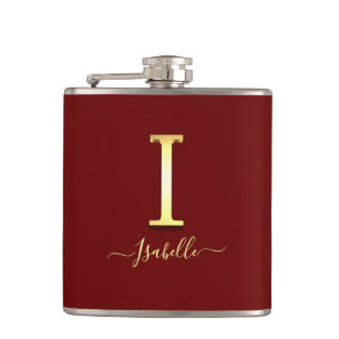 Elegant Gold Custom Monogram I Name Flask