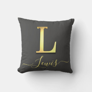 Elegant Gold Custom Monogram L Name Throw Pillow