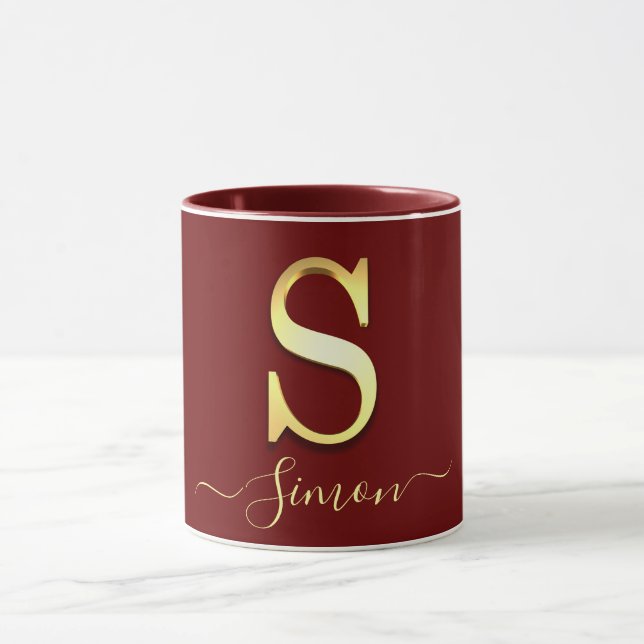 Elegant Gold Custom Monogram S Name Mug (Center)