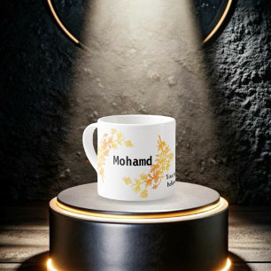Elegant Gold Custom Name Personalized Espresso Cup