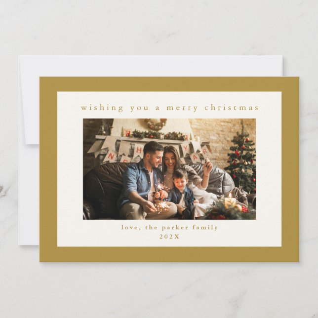 Elegant Gold Custom Photo Christmas Holiday Card (Front)
