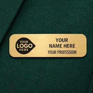 Elegant Gold Custom Your Logo Here Employee Name Tag