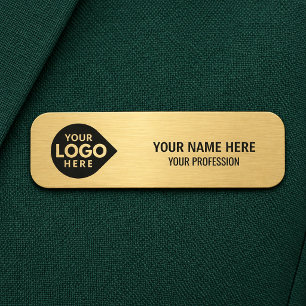 Elegant Gold Custom Your Logo Here Employee Name Tag