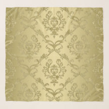 Elegant Gold Damask Chiffon Scarf