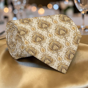 Elegant Gold Damask Custom Necktie