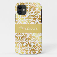 Elegant Gold Damask Monogram iPhone Case