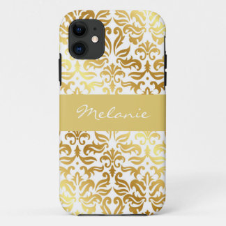Elegant Gold Damask Monogram iPhone Case